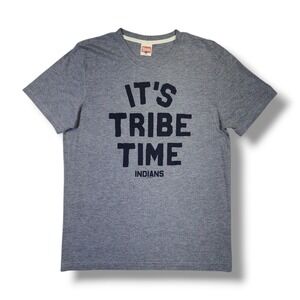 Homage Cleveland Indians "It's Tribe Time" Gray Vintage T-Shirt Men's M USA Made